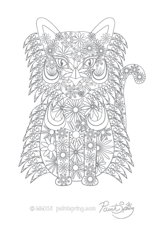Cat Adult Coloring Page