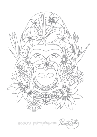 printable animal adult coloring book  paintspring