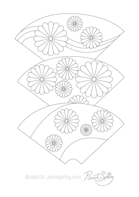 Japanese Dancing Fan Adult Coloring Page